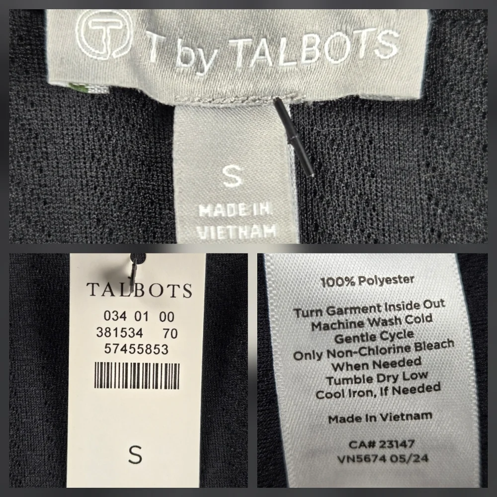 T By Talbots Textured Jacquard Jacket Black Full-Zip Pockets NEW